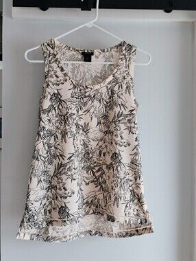 Ann Taylor Cream and Black Floral Top